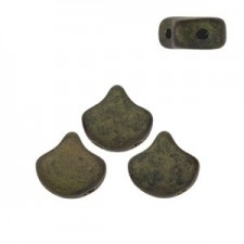 Ginko Leaf Beads 7.5x7.5mm Matte luster metallic olivine